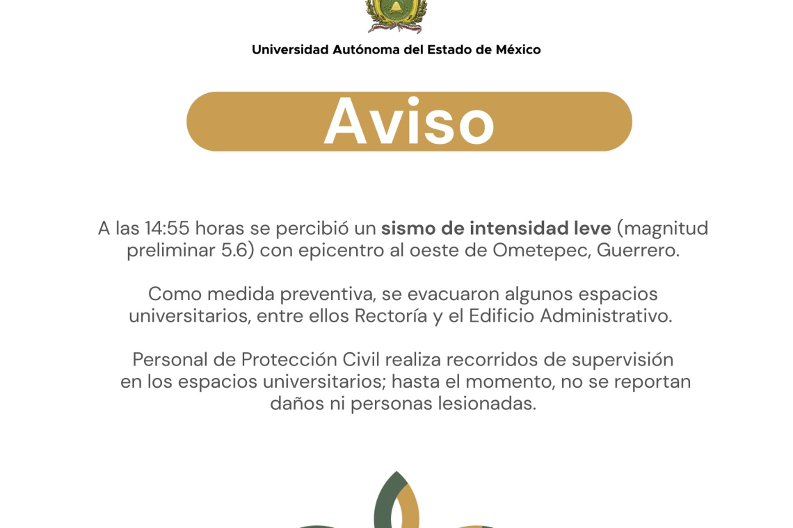 Aviso Sismo 5 de junio 2026